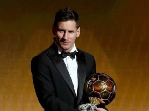 Lionel Messi wins FIFA Ballon d'Or 2015 award.