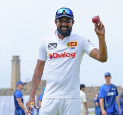 Photo: Prabath Jayasuriya took 5 wickets against New Zealand in Galle test 2024